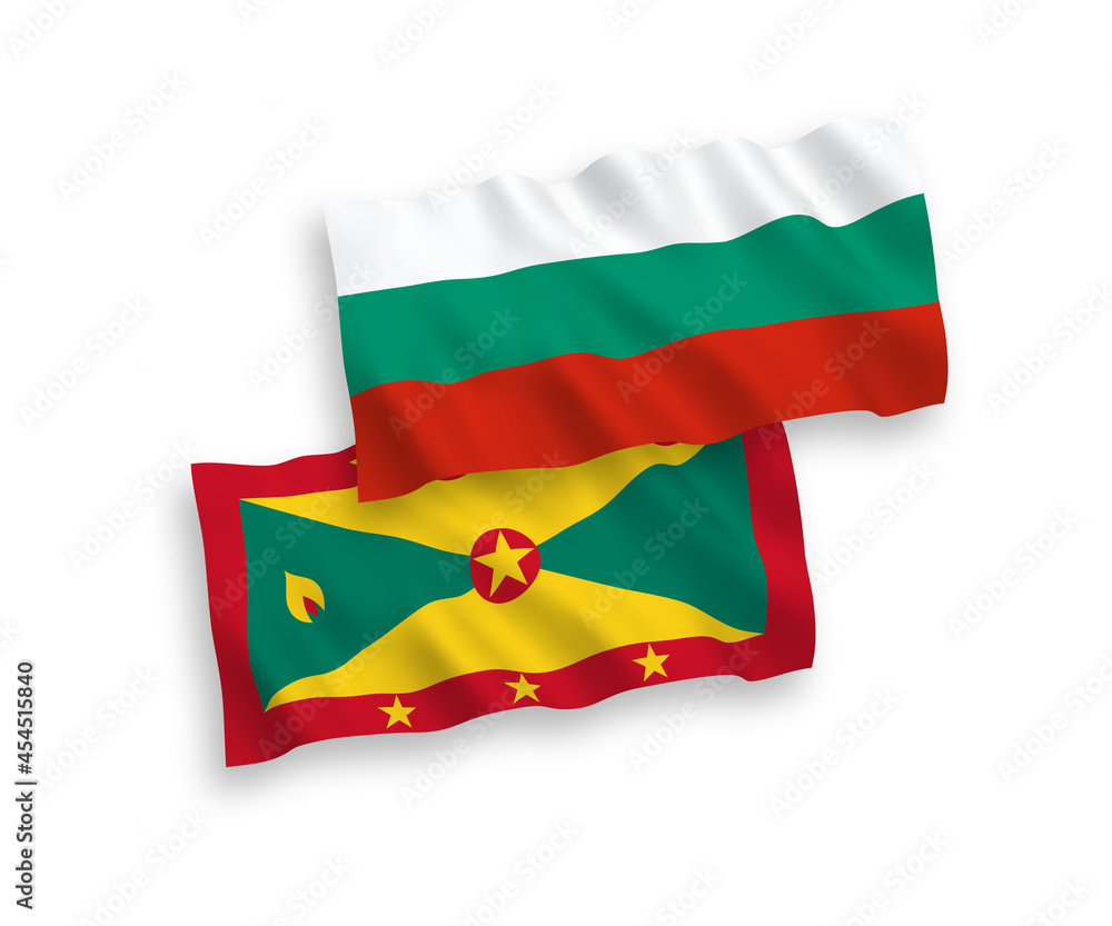 Flags of Grenada and Bulgaria on a white background