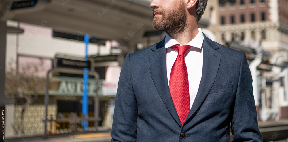 modern business life of cropped businessperson in red tie, copy space, agile business