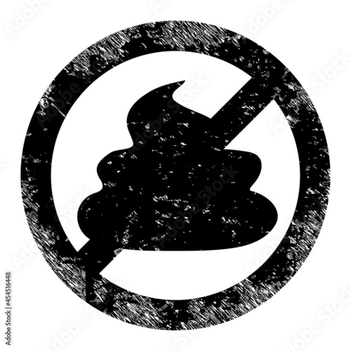 Stop shit icon with scratched effect. Isolated vector stop shit icon image with scratched rubber texture on a white background.