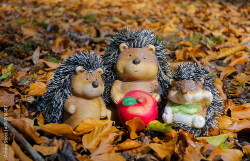 Igelfiguren in Herbstlaub © pusteflower9024