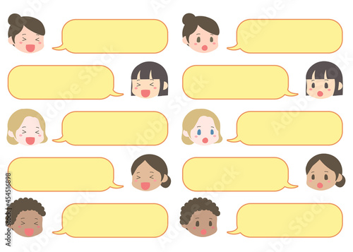 様々な女性の吹き出しセット