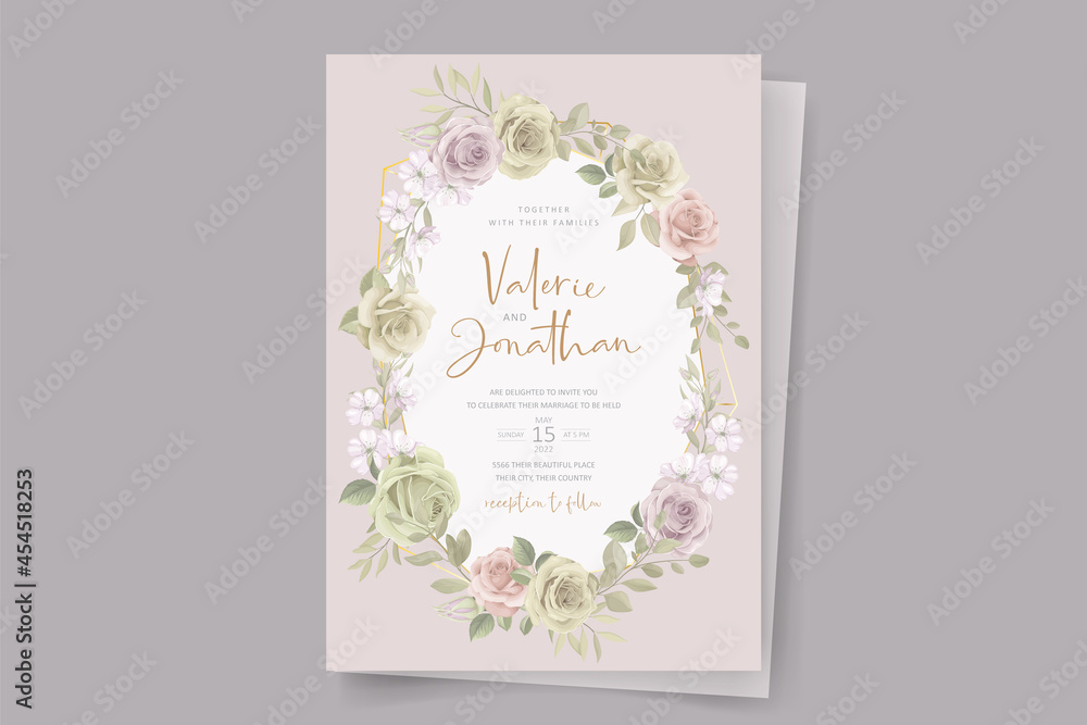 Beautiful flower wedding invitation card template