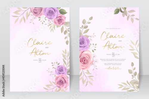 Beautiful flower wedding invitation card template