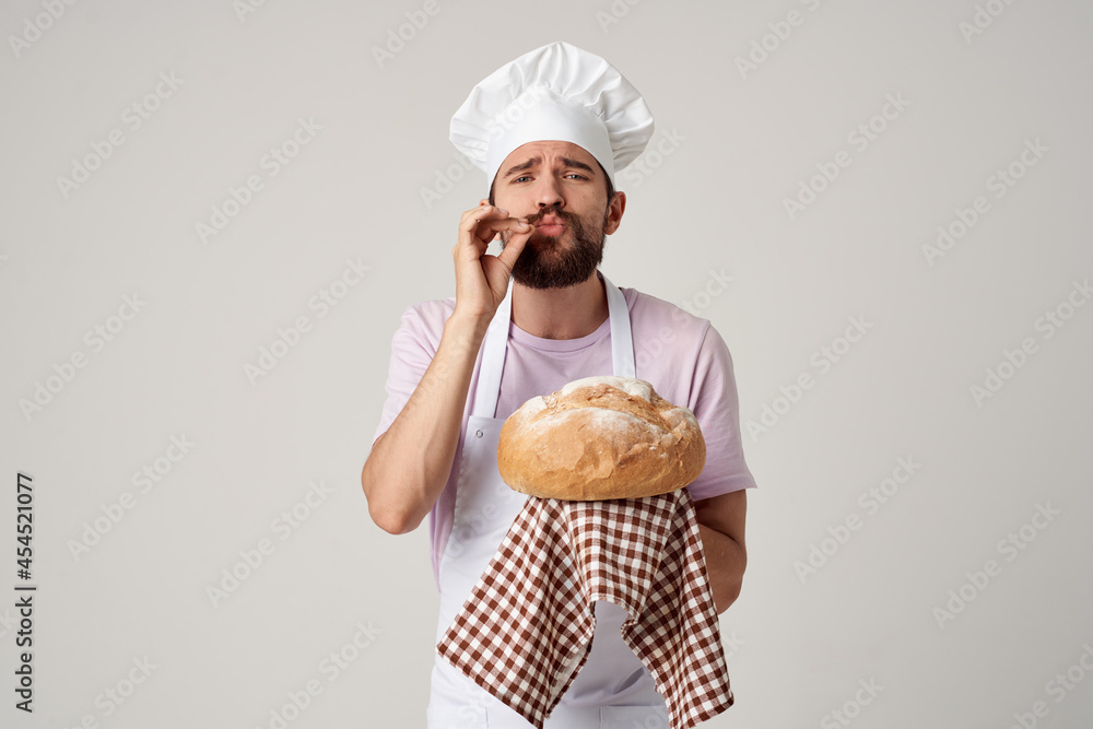 male chef with bread cooking food service baking male chef with bread cooking food service baking