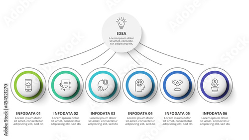 Creative concept for infographic with 6 steps, options, parts or processes. Business data visualization.