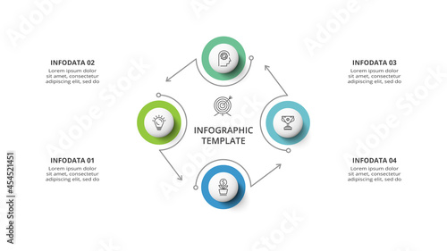 Creative concept for infographic with 4 steps, options, parts or processes. Business data visualization.