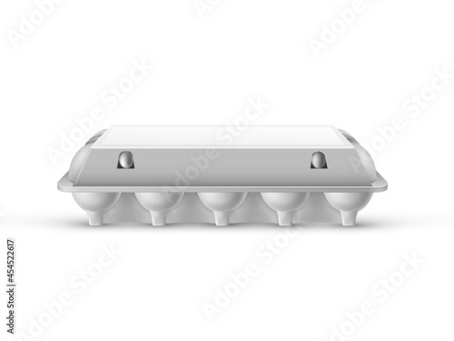 Egg tray 3d realistic vector template on white background. 3D illustration.