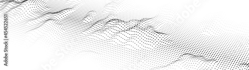 Abstract digital wave of particles. Network connection structure. Futuristic point wave. Large amount of data. Abstract background. Vector