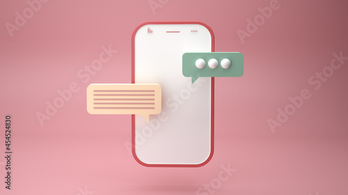 Notification message smartphone reminder 3D render illustration