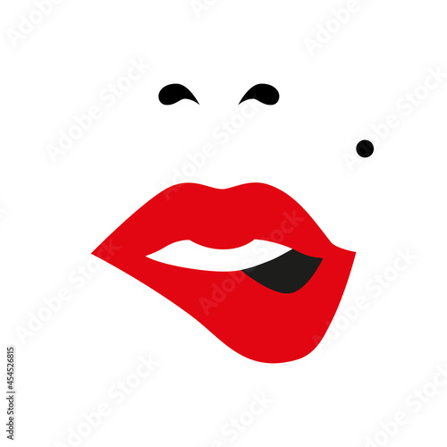 Red playful lips of Merlin Monroe with a black mole