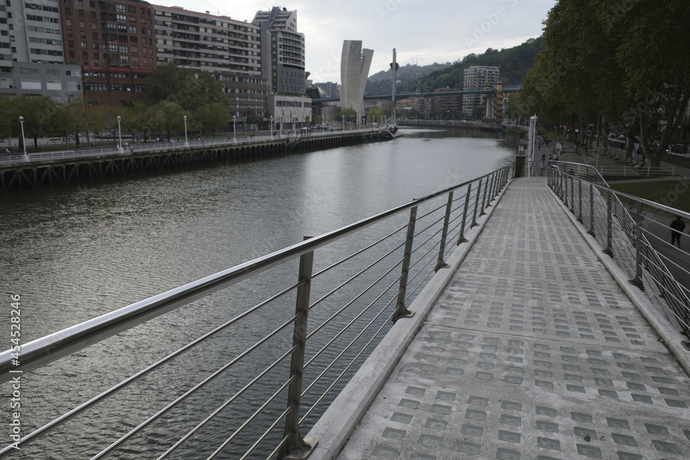 River in the downtown of Bilbao