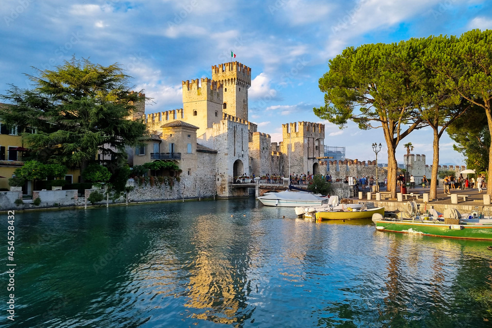 Famous Scaliger Castle in Sirmione, Lake Garda, Italy