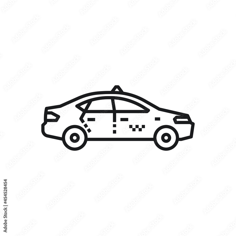 Taxi vector outline style black filled icon isolated on transparent background