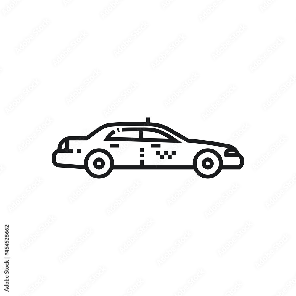 Taxi vector outline style black filled icon isolated on transparent background