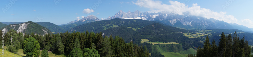 beautiful alpine panorama of the Schladming-Dachstein region in Austria	
