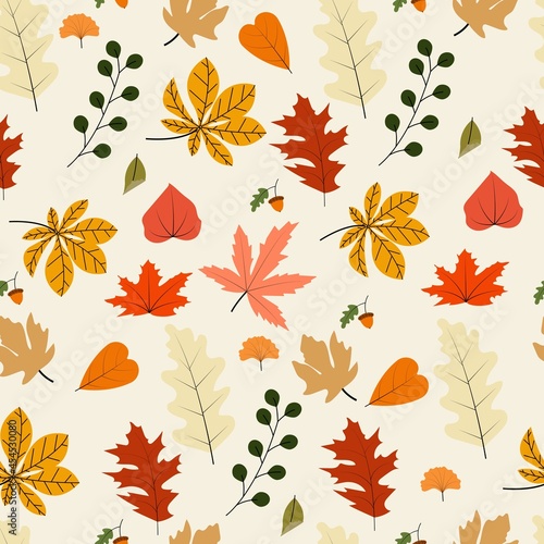 Lucky autumn leaves seamless pattern