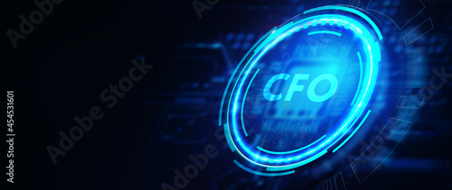 Business, Technology, Internet and network concept. virtual screen of the future and sees the inscription: CFO. 3D illustration