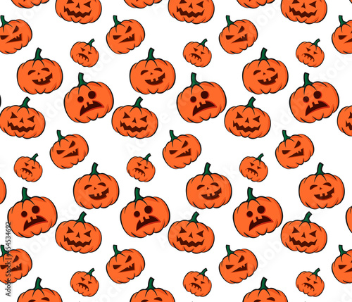 Seamless background with orange Halloween symbols