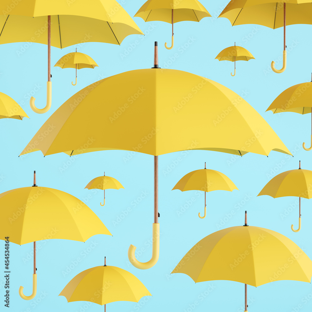 Set of yellow umbrellas