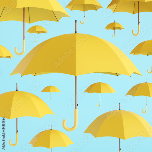 Set of yellow umbrellas
