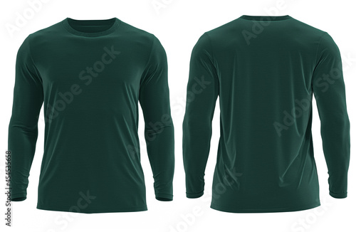  3D Rendered Men's Long-sleeve Round neck Muscle T-shirt (DARK GREEN)