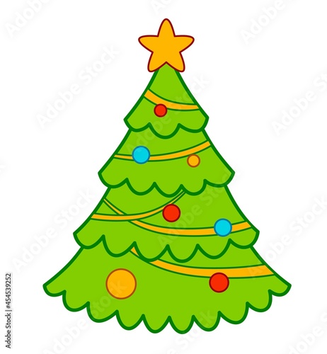 Christmas cartoons clip art. Christmas tree vector illustration