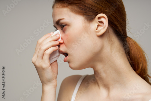 woman flu infection virus health problems close-up