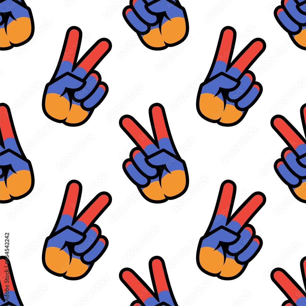 Armenia flag in the form of a peace sign. Seamless background. Gesture V victory sign, patriotic sign, icon for apps, websites, T-shirts, souvenirs, etc., isolated on white background Armenia flag in the form of a peace sign. Seamless background. Gesture V victory sign, patriotic sign, icon for apps, websites, T-shirts, souvenirs, etc., isolated on white background