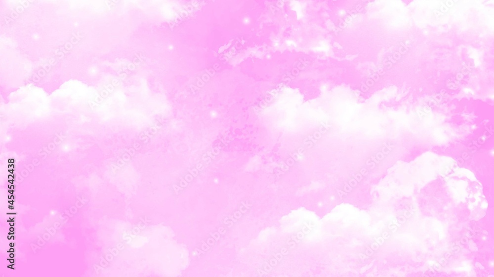 Pink sky with cloud and glitter stars banner background Pink sky with cloud and glitter stars banner background