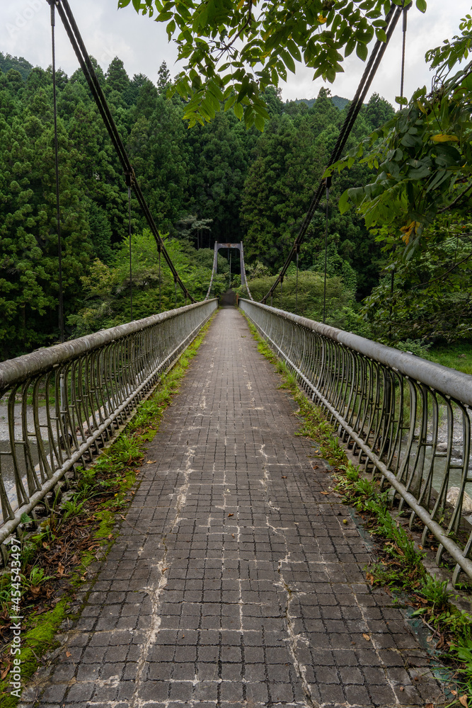 Narrow Bridge Rural Place Beautiful Mountain in Japan Summer Season Narrow Bridge Rural Place Beautiful Mountain in Japan Summer Season