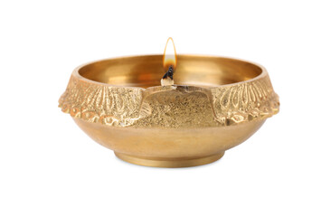 Diya lamp isolated on white. Diwali celebration