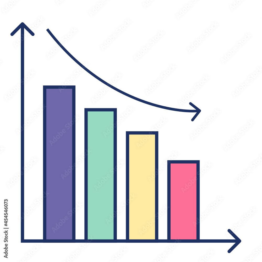 Graph trending downwards, Vector illustration Graph trending downwards, Vector illustration
