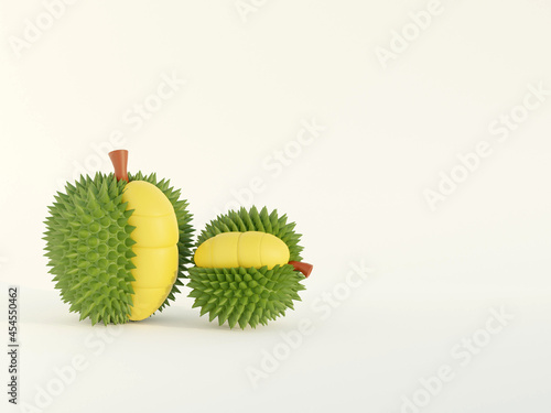 Durian is a fruit that has been referred to as the king of fruits of South East Asia. Durian on background 3d rendering