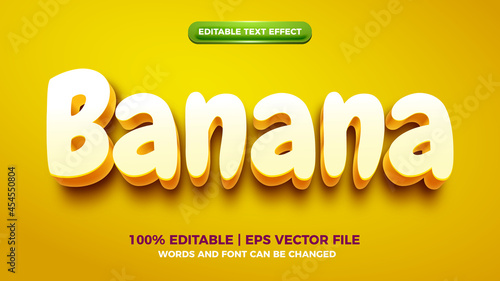 yellow banana 3d cartoon editable text effect