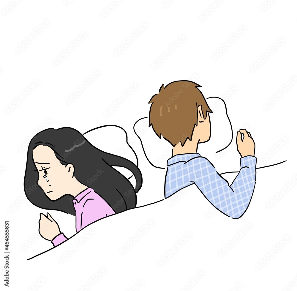 ベッドで静かに泣く女性 セックスレス Stock Illustration Adobe Stock