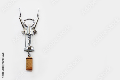 metal corkscrew for opening a wine bottle photo
