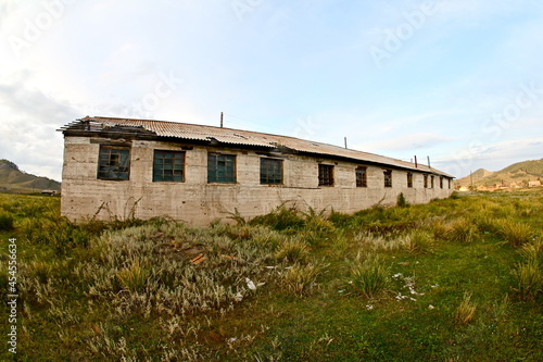 Abandoned building in a natural landscape in Khakassia