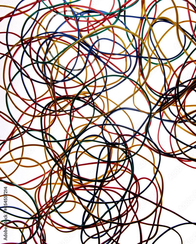 Colorful rubber bands close up on white background Colorful rubber bands close up on white background