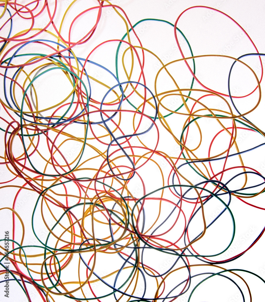 Colorful rubber bands close up on white background Colorful rubber bands close up on white background