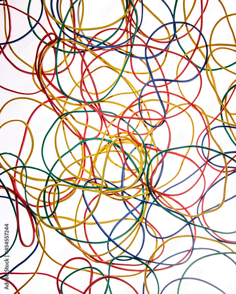 Colorful rubber bands close up on white background Colorful rubber bands close up on white background