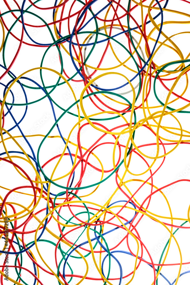 Colorful rubber bands close up on white background Colorful rubber bands close up on white background