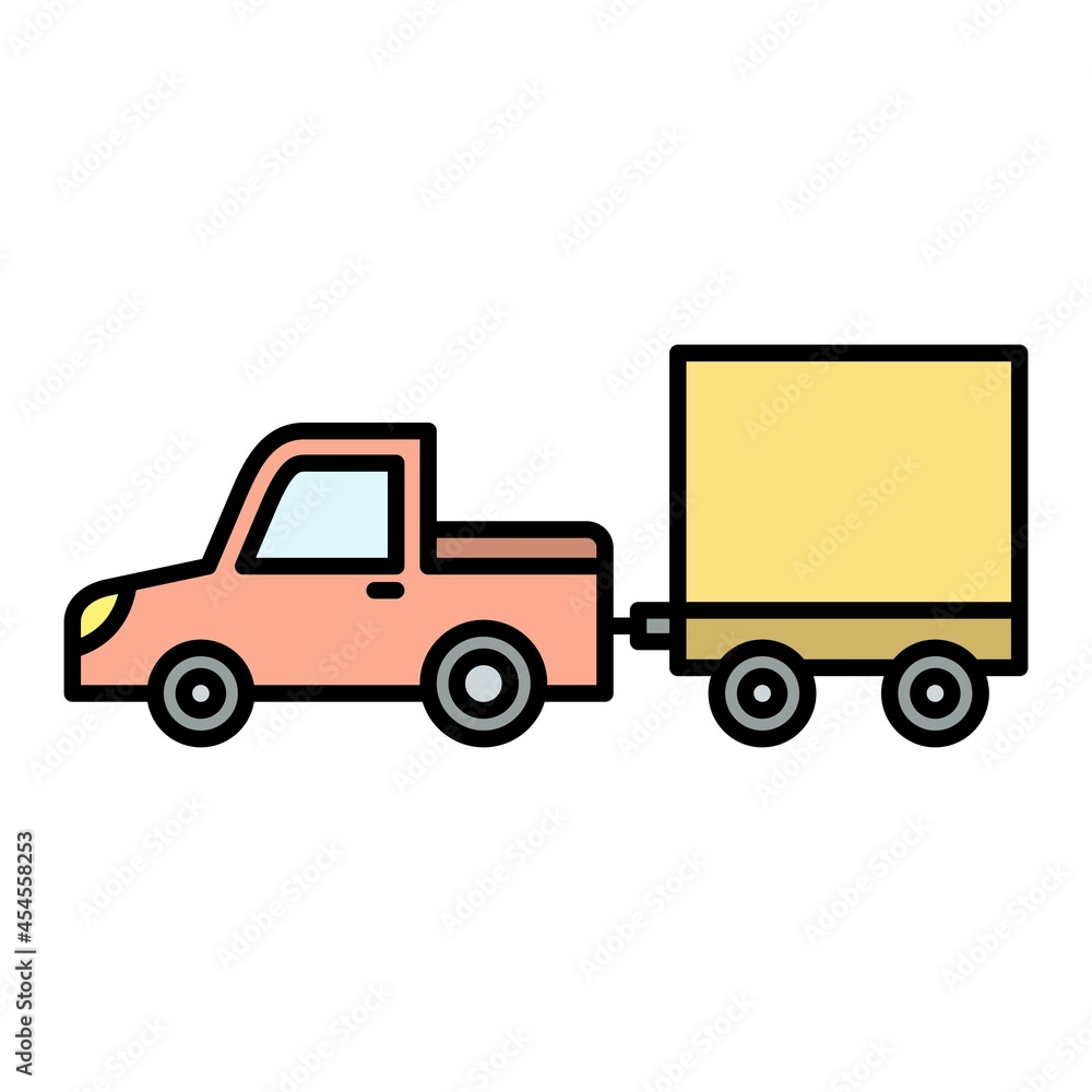 Vector Baggage Truck Filled Outline Icon Design