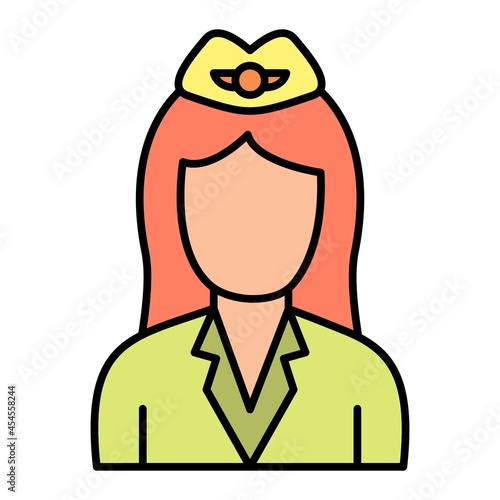Vector Flight Attendant Filled Outline Icon Design