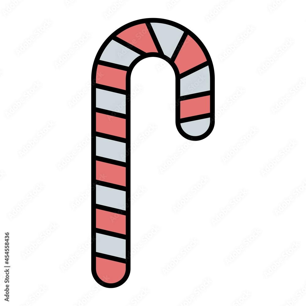 Vector Candy Cane Filled Outline Icon Design Vector Candy Cane Filled Outline Icon Design