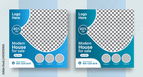 Modern Real estate home for sale instagram post or flyer square template	