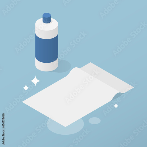 Isometric Home Cleaning Supplies Illustration