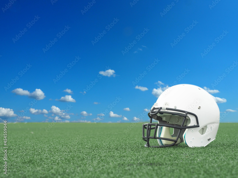 Naklejka American Football helmet on field with yard lines