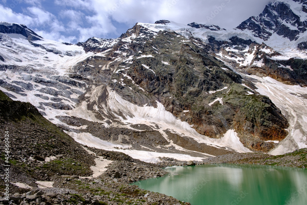 Obraz premium Il Lago delle Locce e la parete Est del Monte Rosa