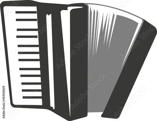 Black silhouette of a flat accordion with keys.