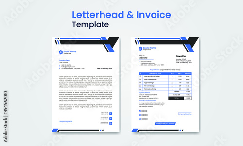Corporate business branding identity stationary design letterhead and invoice template design